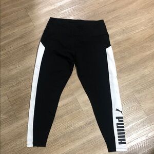 PUMA Black Leggings with White Stripes XL